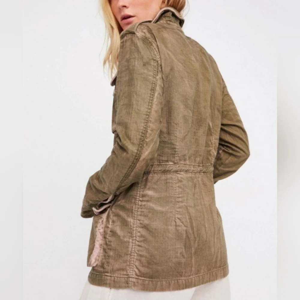 Free People Not Your Brother's Military Surplus Jacket in Olive and Pink Size M - Picture 7 of 15